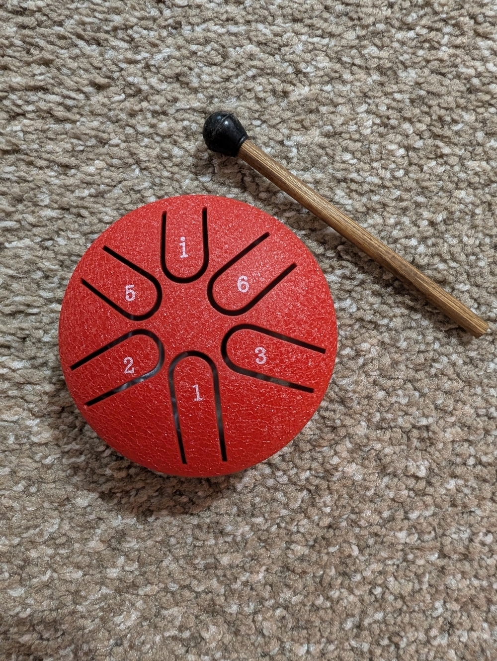 Red Mini Steel Tongue Drum with Mallet - Unbranded